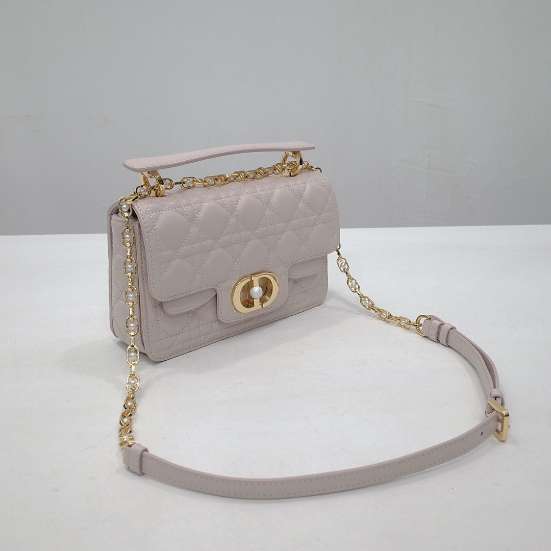 Small Dior Jolie Top Handle Bag Powder Beige Cannage Calfskin